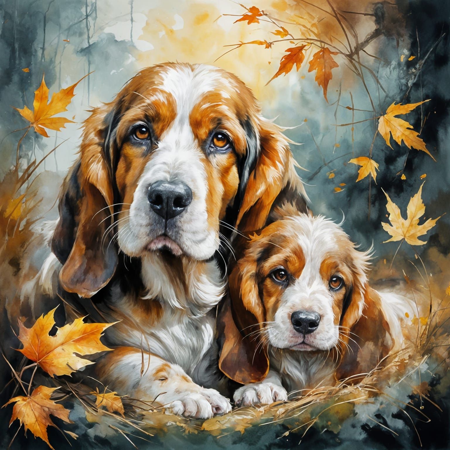 Hound family portrait... same eyes, same ears ...  by @Dreamer in Hell