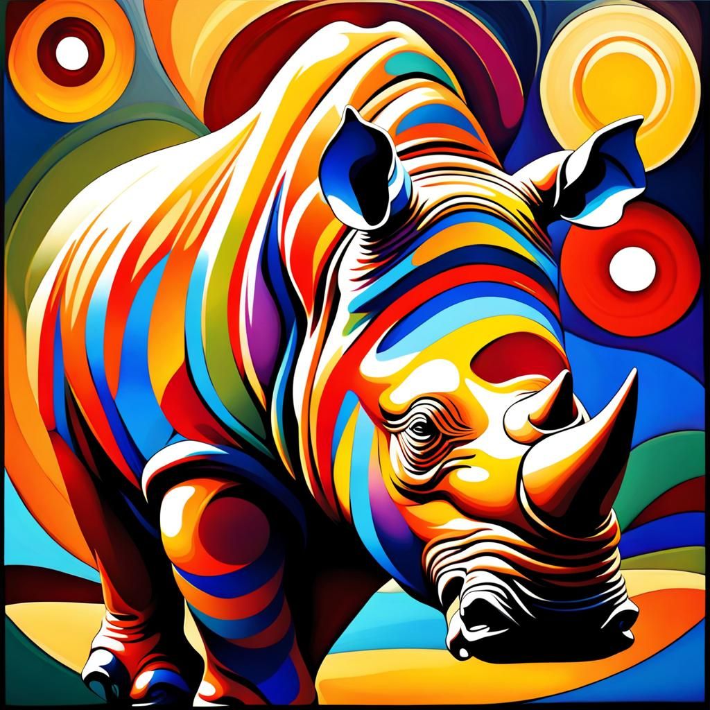 Rainbow Rhino - AI Generated Artwork - NightCafe Creator