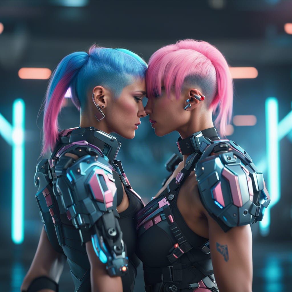 Cyberpunk Kiss: Futuristic Biopunk Love