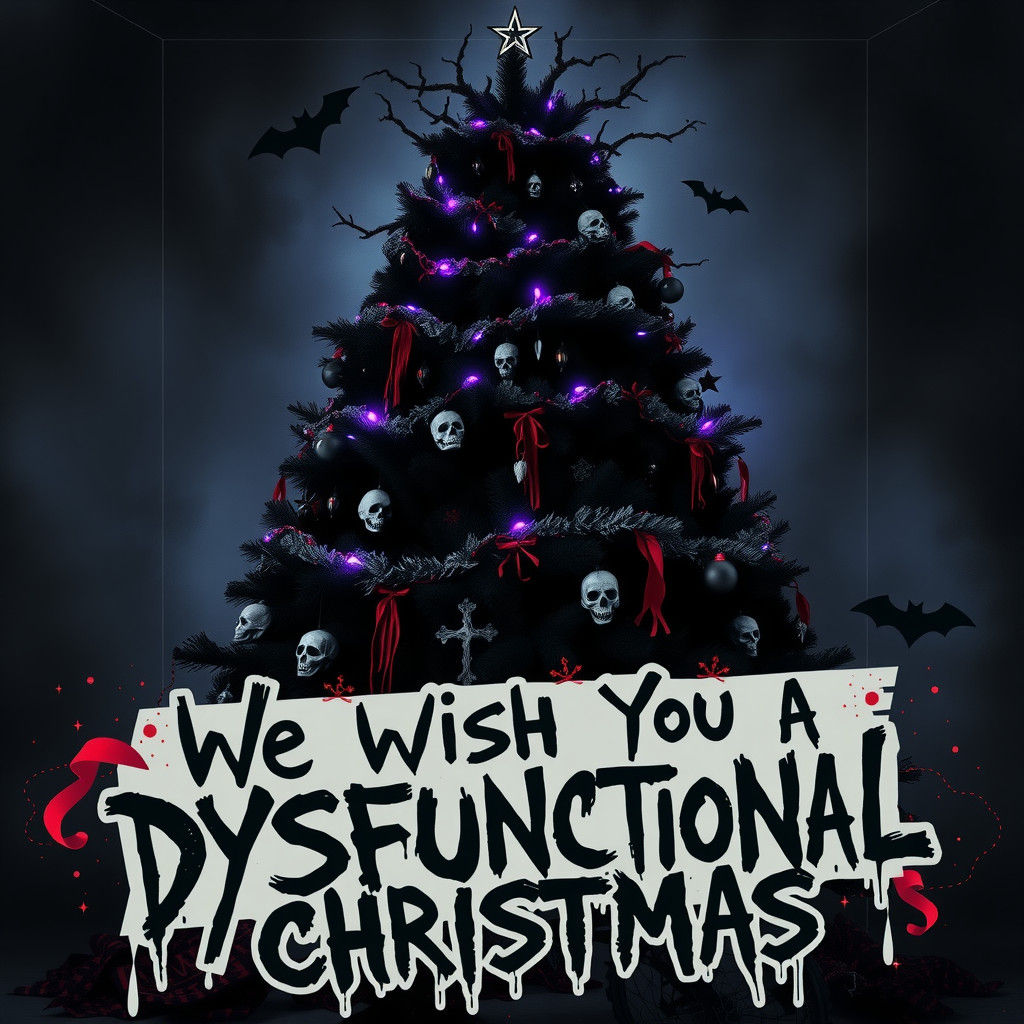 Black Christmas tree , emo decorations 
Christmas spirit
 Fe...