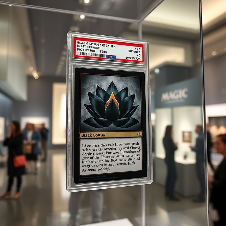 Epic creations I made of a Real life professional photography Black lotus flower PSA MTG trading card on display inside ...