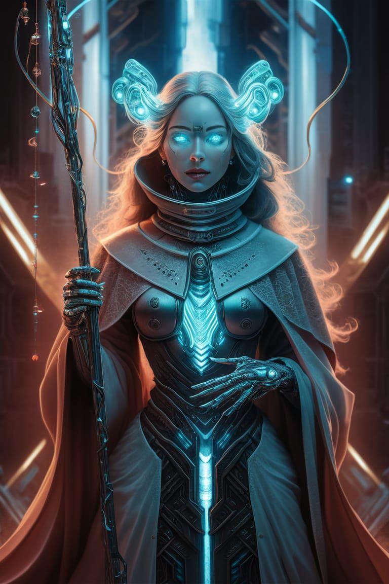 cyber-organic priestess woman.