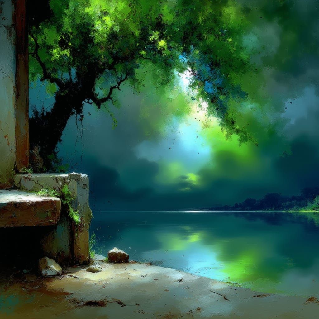 Imagine in the style of <lora:Imagine:1.5> Deep green Fantasy realm