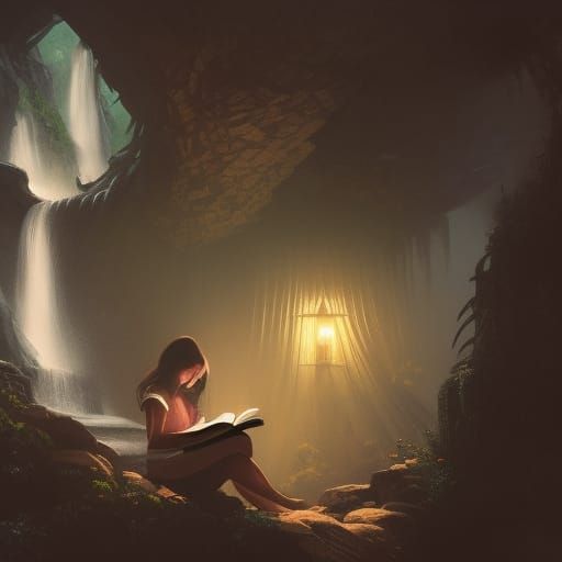 Cave with waterfalls