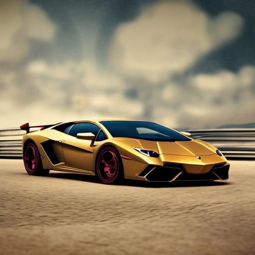 Red and Golden Lamborghini Supercar