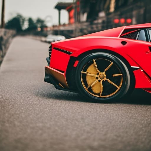 Red and Golden Lamborghini Supercar