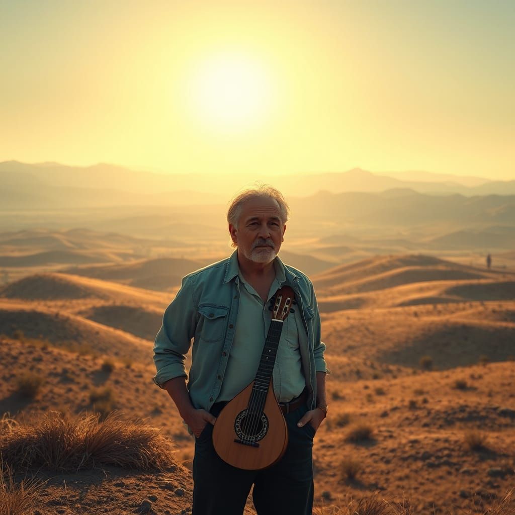 Contemplative Figure in Israeli Landscape, Hyperrealistic St...