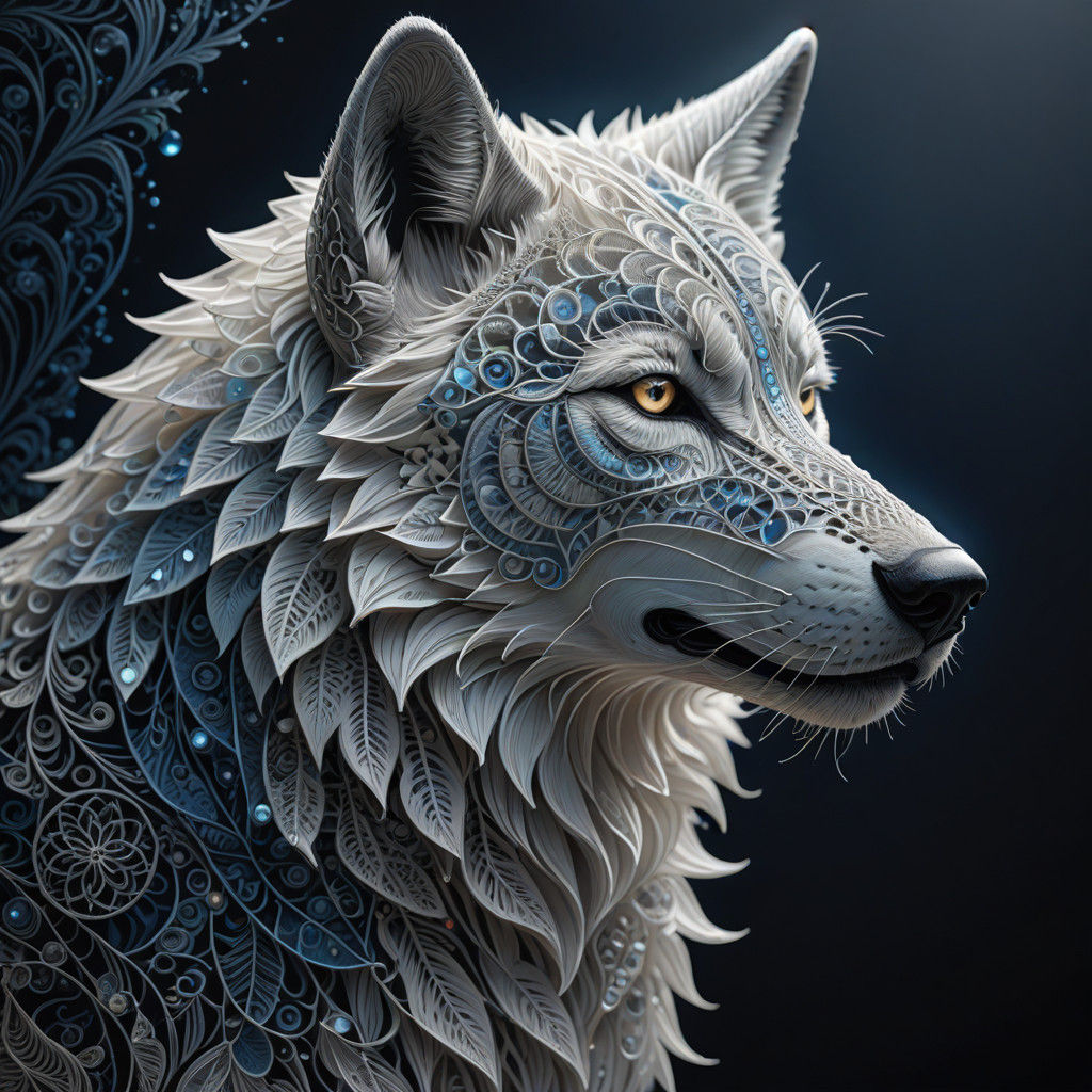 portrait of a silver wolf   by @Frederick
