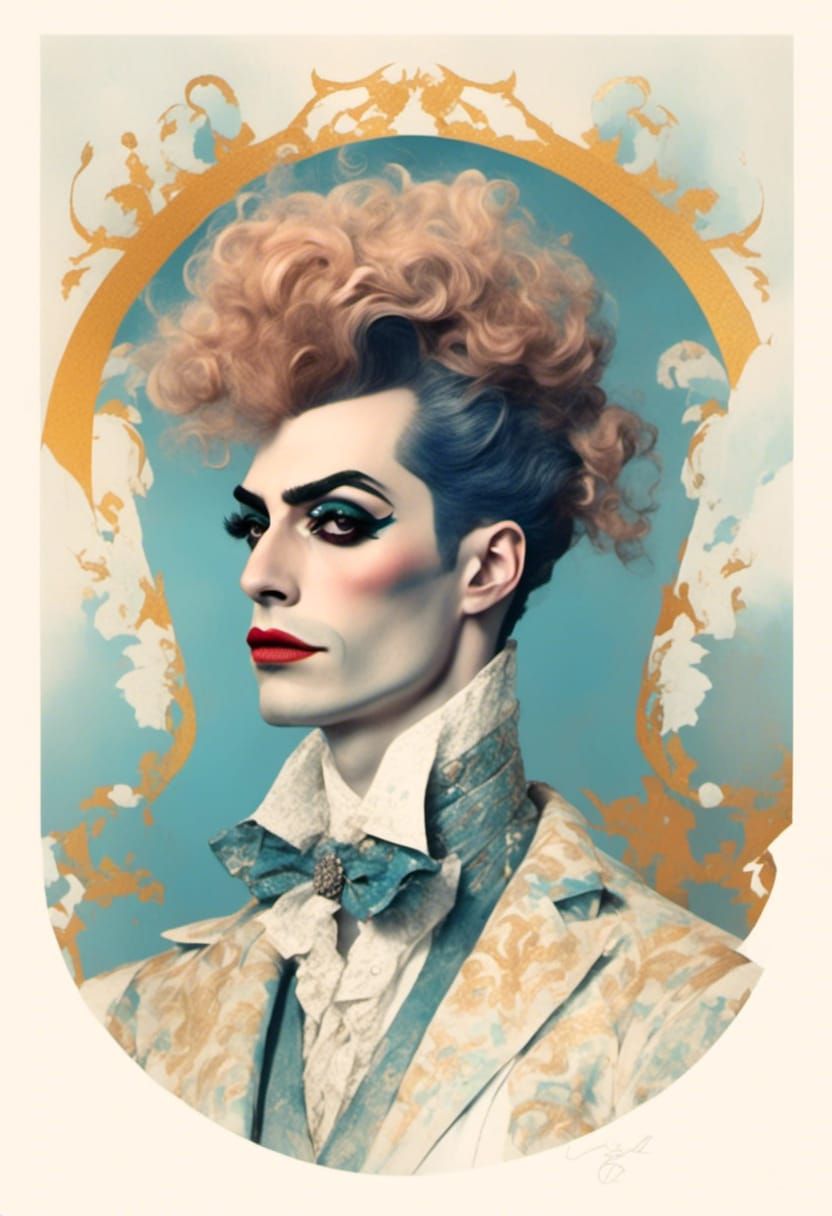 A handsome French drag king in the style of <lora:Drag Poste...