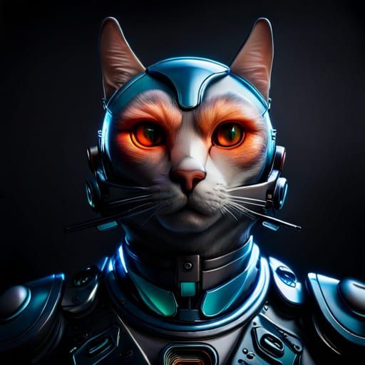 Robotic Cyberpunk Pet Cat AI Generated Artwork NightCafe Creator
