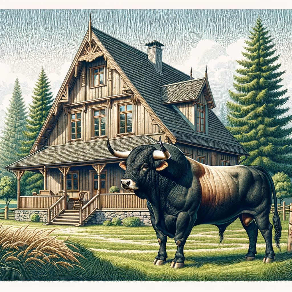 Majestic Bull by Rustic Country House