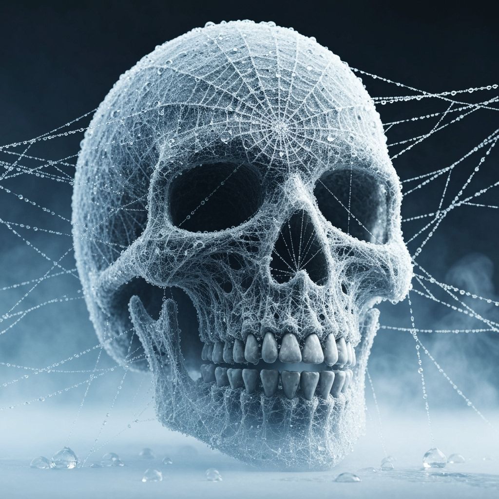 Skull made of spiderwebs   by @Plats