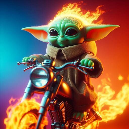 Baby Yoda as Ghost Rider