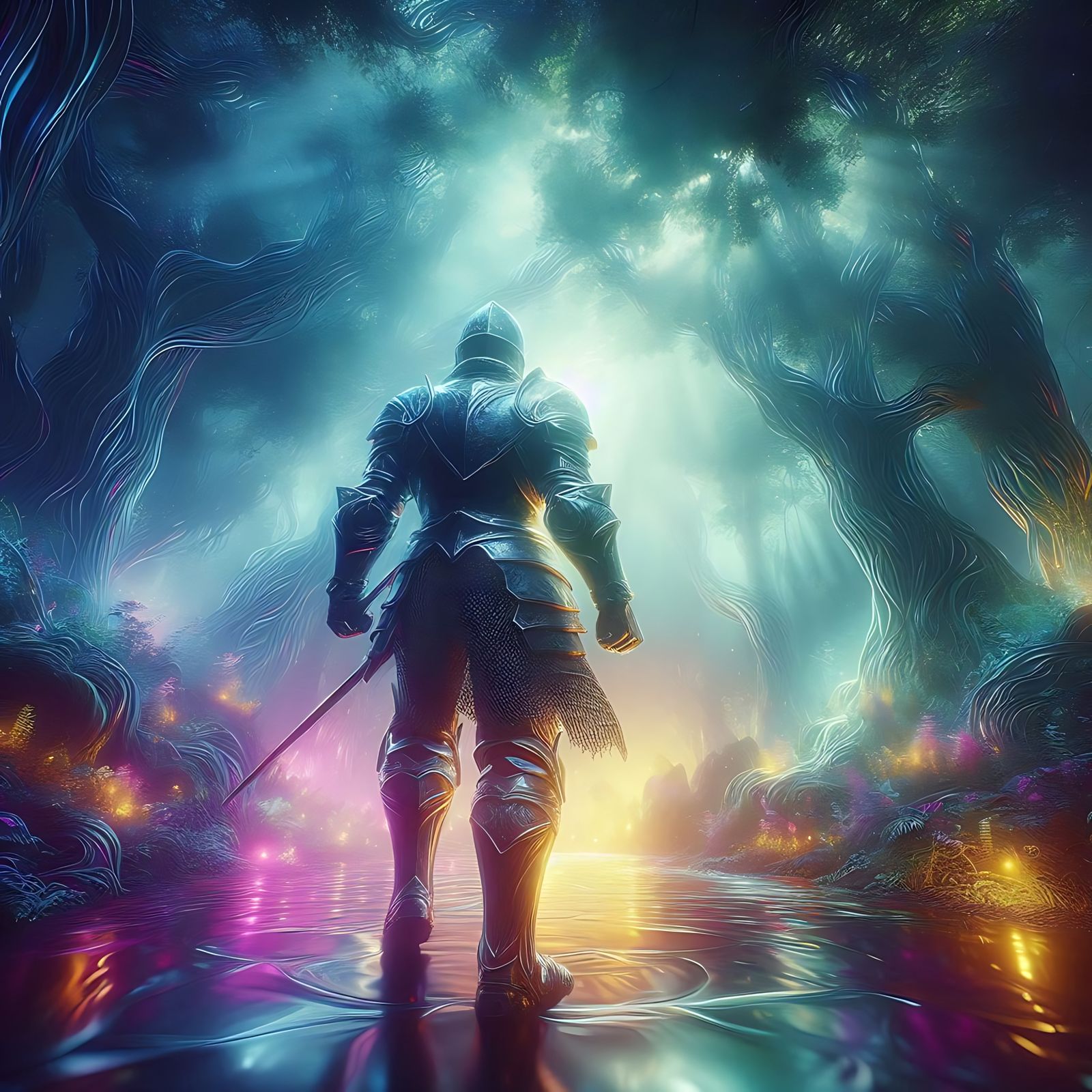 A knight in a mystical forest (Uploaded)