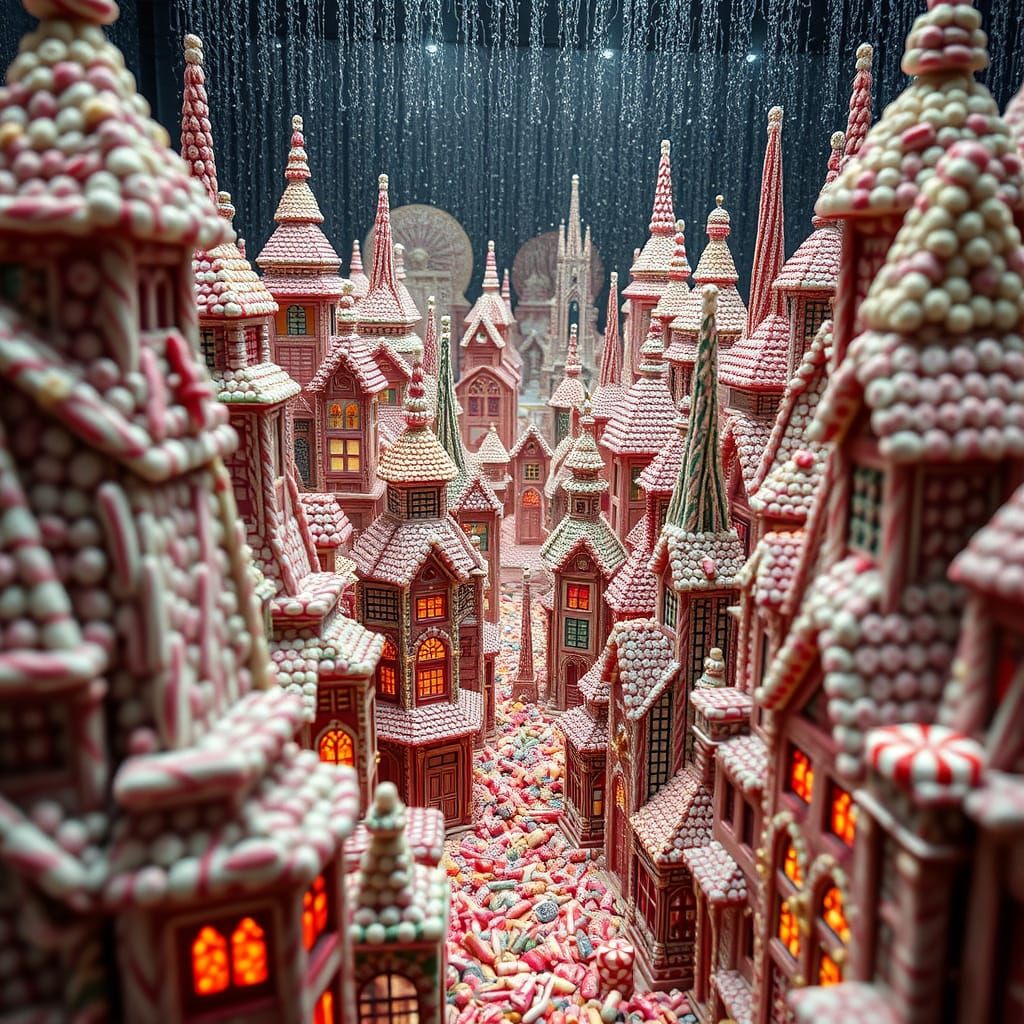 Huge mega city constructed of liquorice all sort sweets   by @werxx79