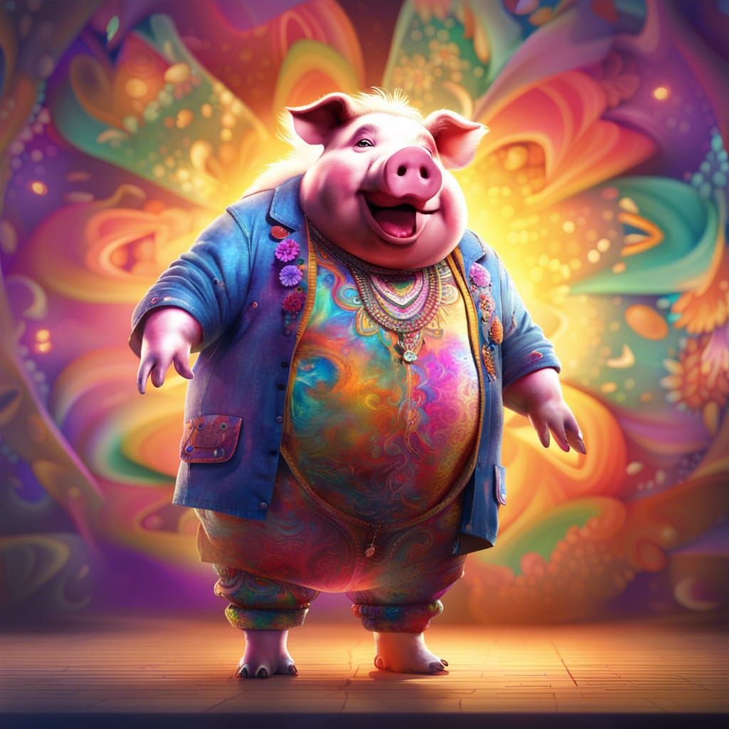 Hippy Pig - AI Generated Artwork - NightCafe Creator