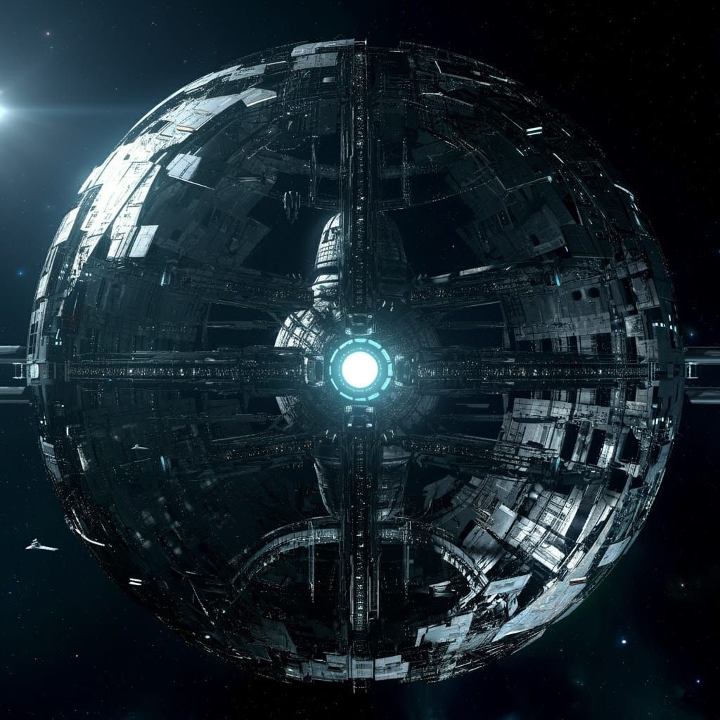 Hyperspherical Megastructure in Futuristic High-Tech Orbit