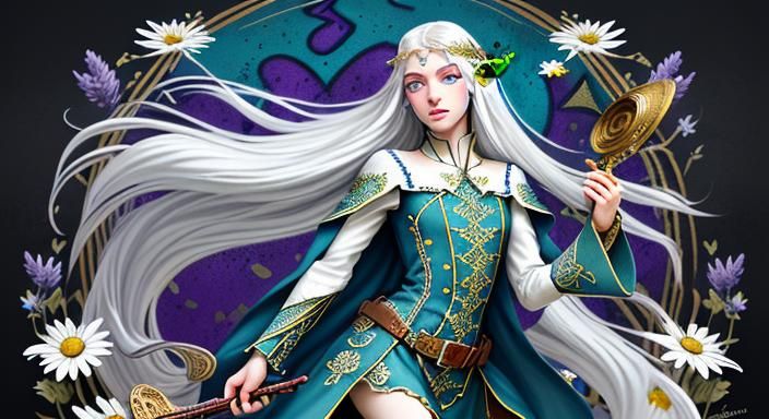 full length image, beautiful shapely female half elf, long w...