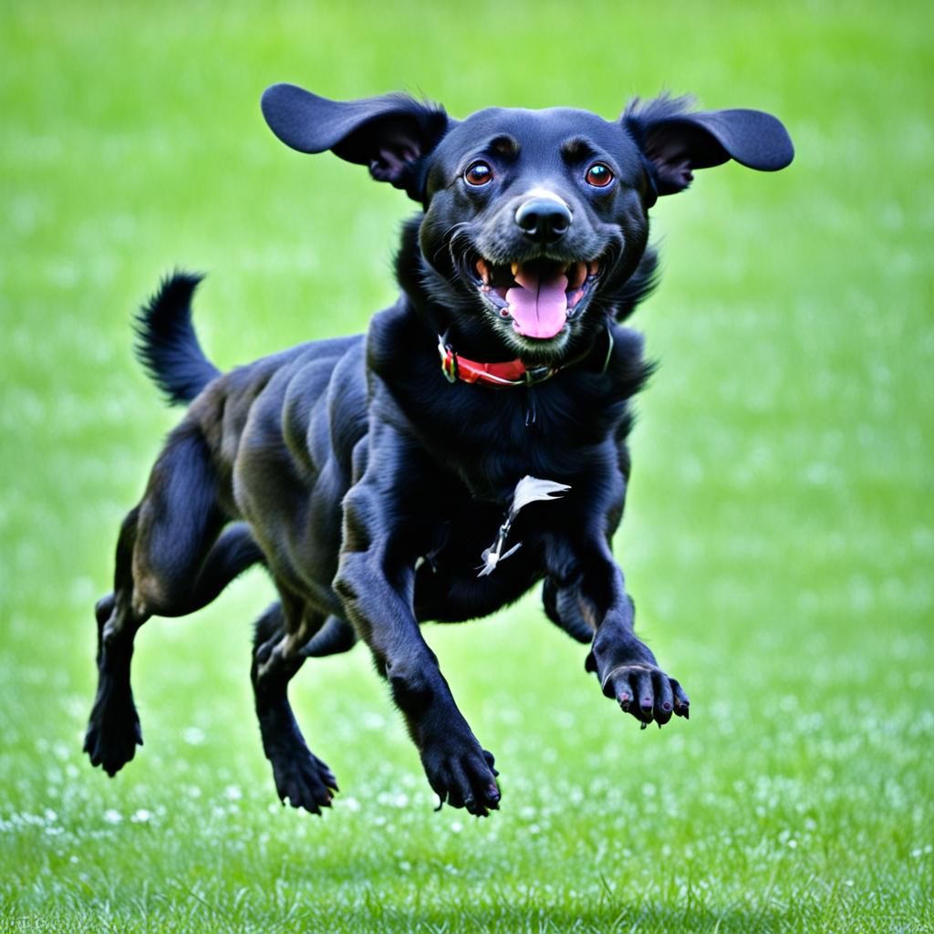Funny picture with a flying dog