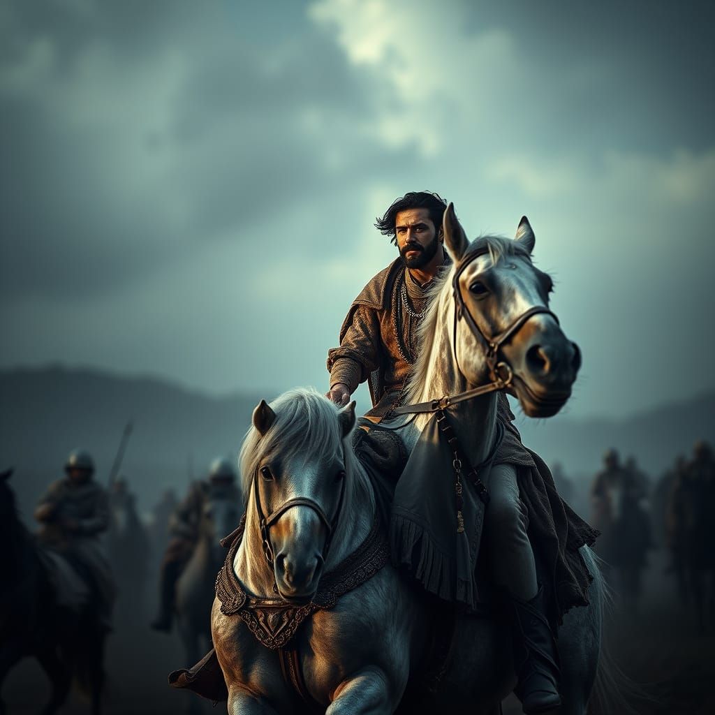 Majestic Horse Rider in Hyperrealistic Cinematic Scene