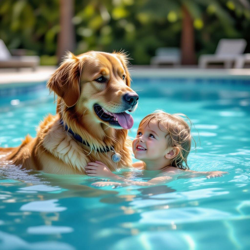 Dog Rescues Child from Drowning in Clear Water