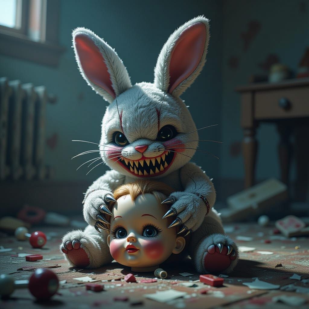 Coniglietto di peluche da incubo   by @Maurizio