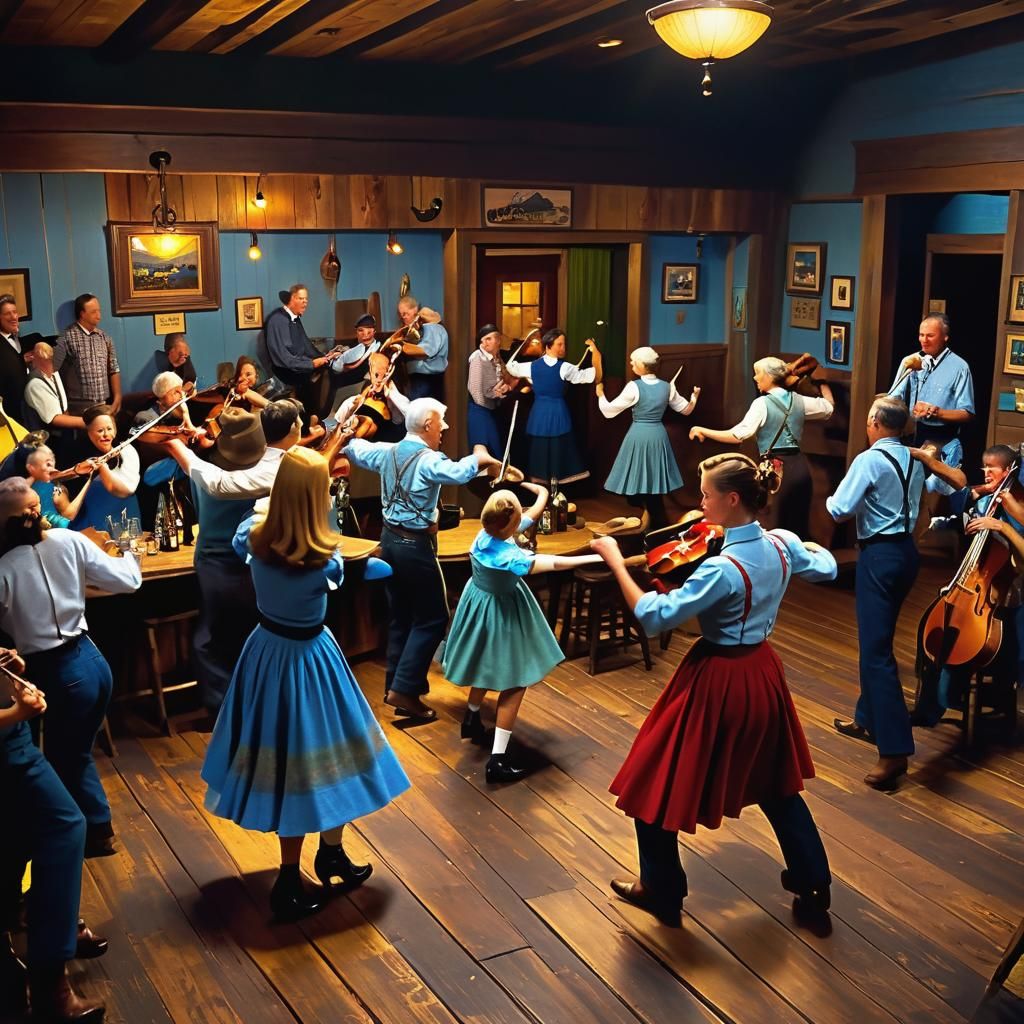 Folk Art of a country bar dance
