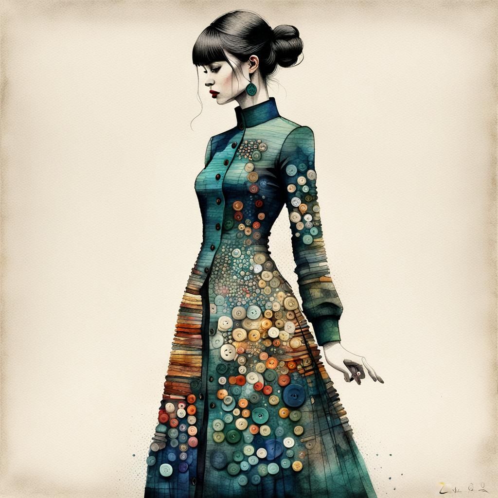 Dress made of buttons