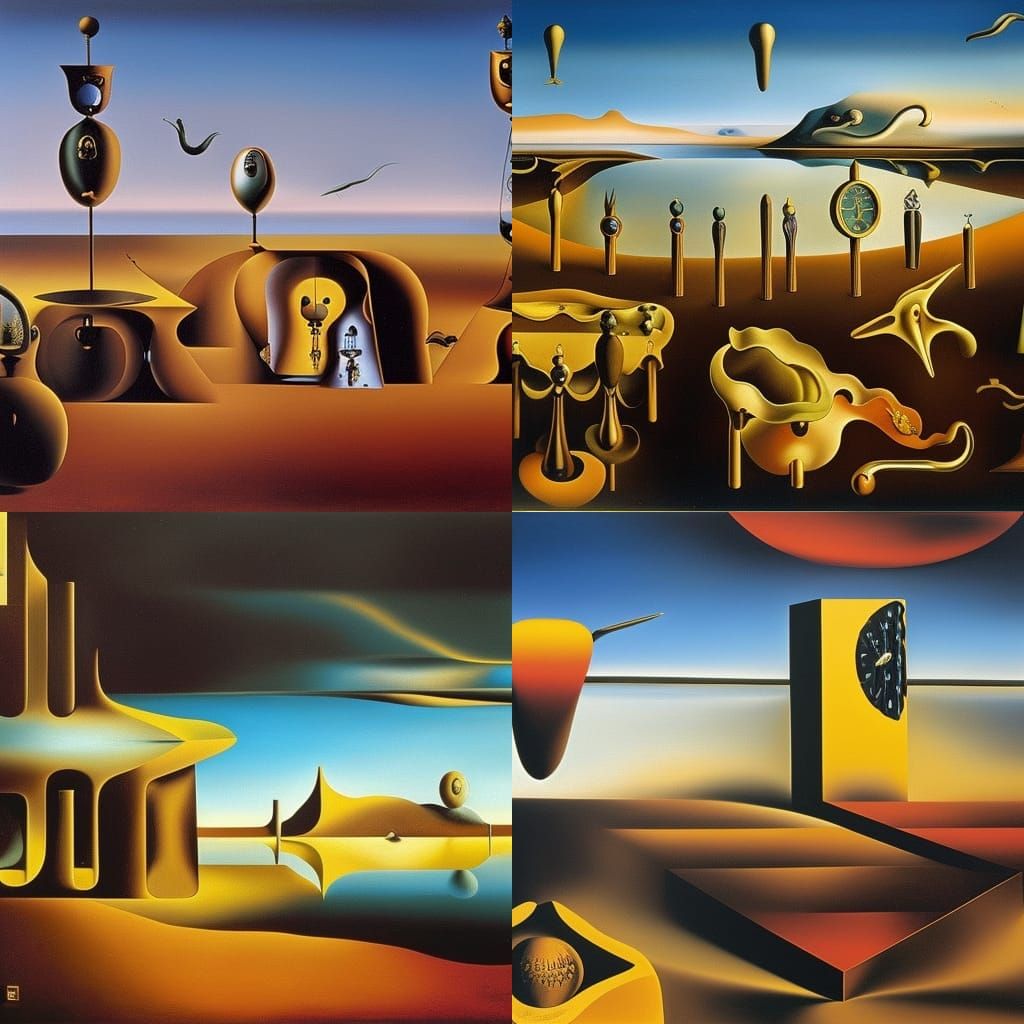 Clocks go and noses run, surrealism Salvador Dali matte back...