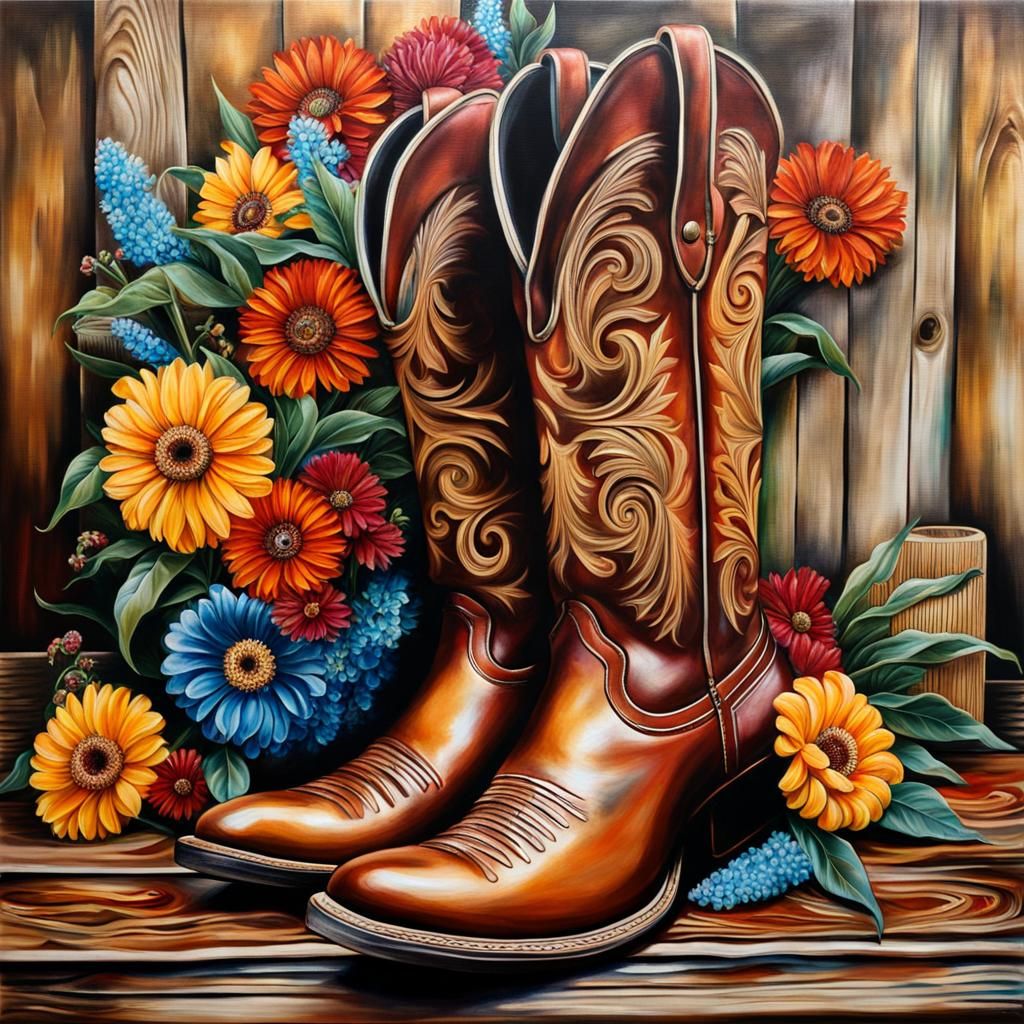 Boots and Flowers - AI Generated Artwork - NightCafe Creator