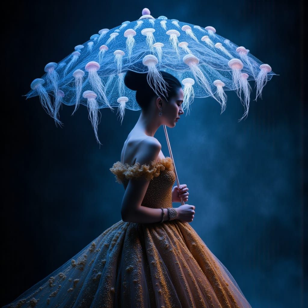 <lora:mixit:1.0> <lora:MJ Style:1.0> <lora:mmcollage:1.0> <lora:Scratch Art:1.0> A model in an avant-garde haute couture gown adorned with i...