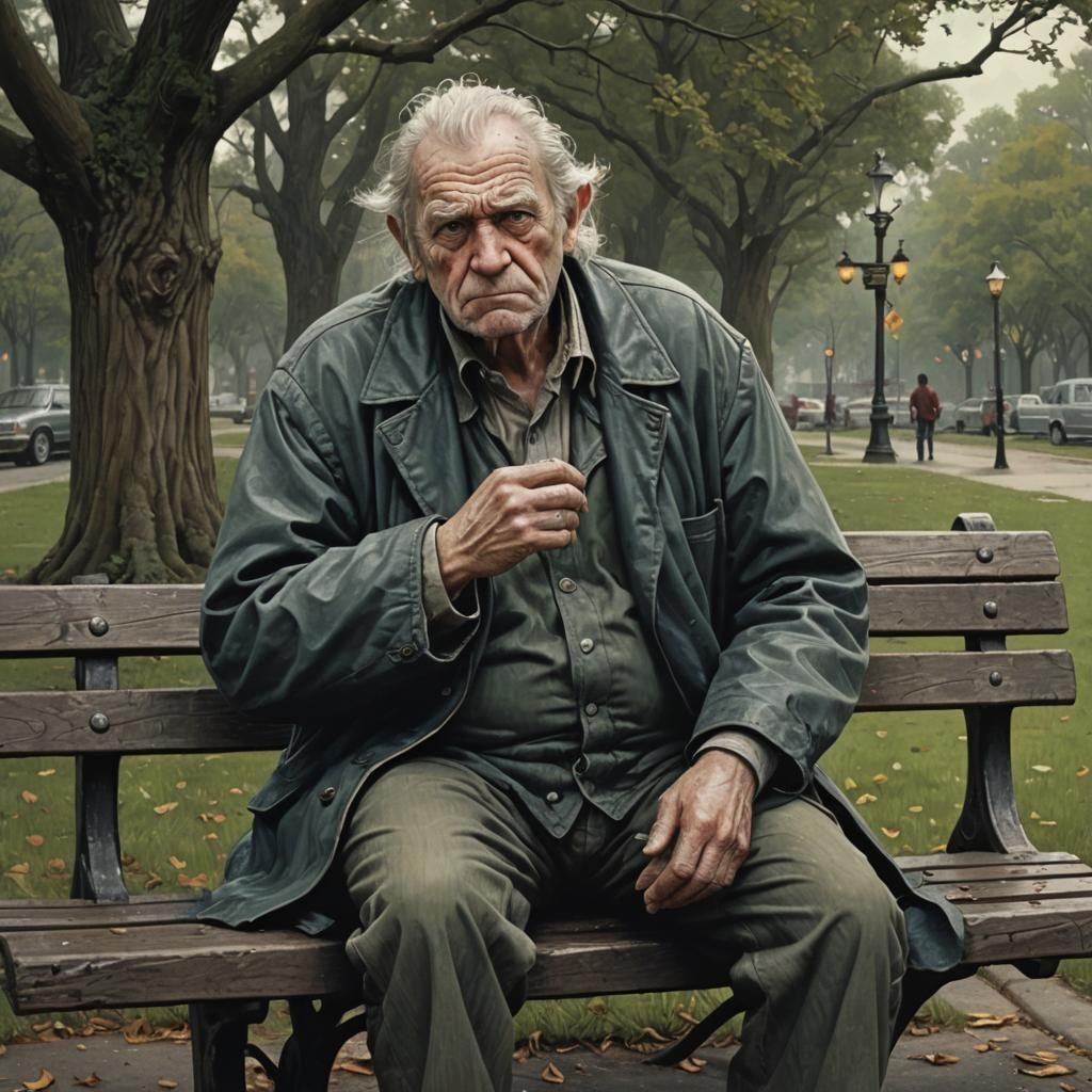 Aqualung: nasty lecherous old man: Sitting on a park bench; Eying ...