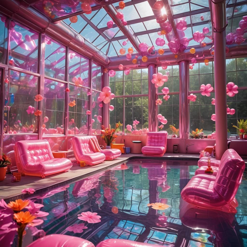 Iridescent Cellophane Pool: A Neon Photography Dream