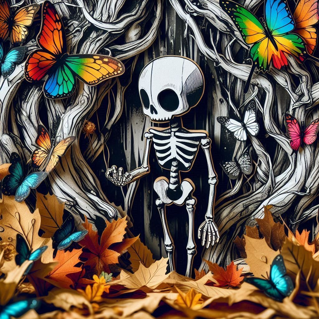 a demure skeletal figurine comic