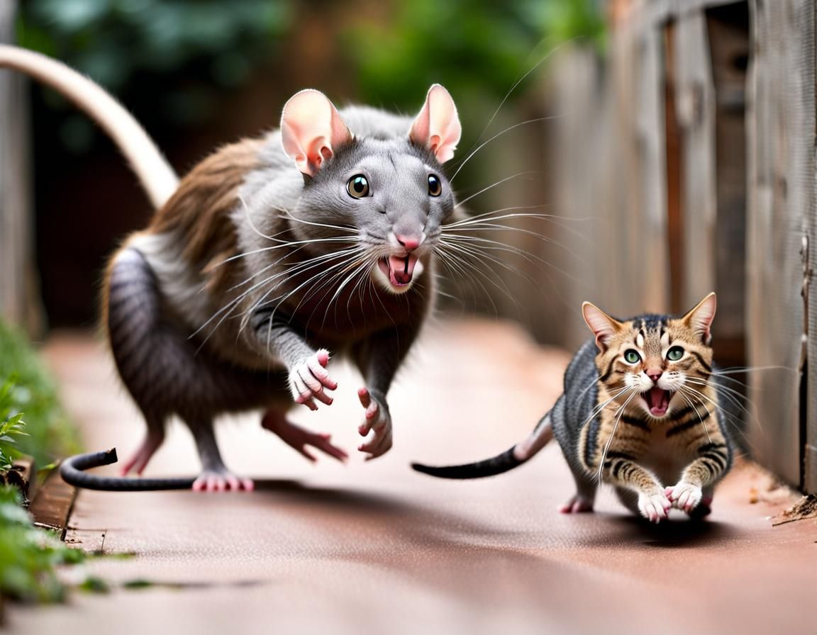 giant rats chasing cats AI Generated Artwork NightCafe Creator