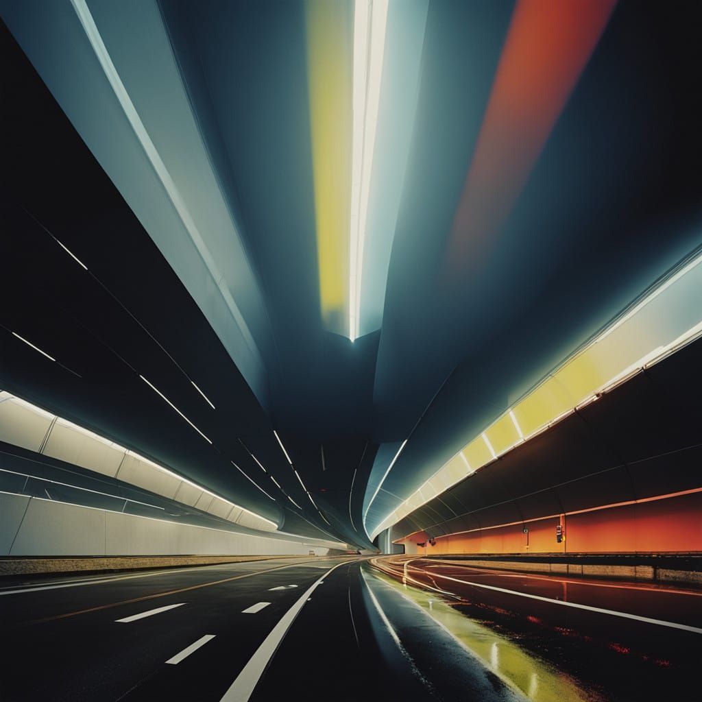 Driving Through a Tunnel at Night   by @Angorartist