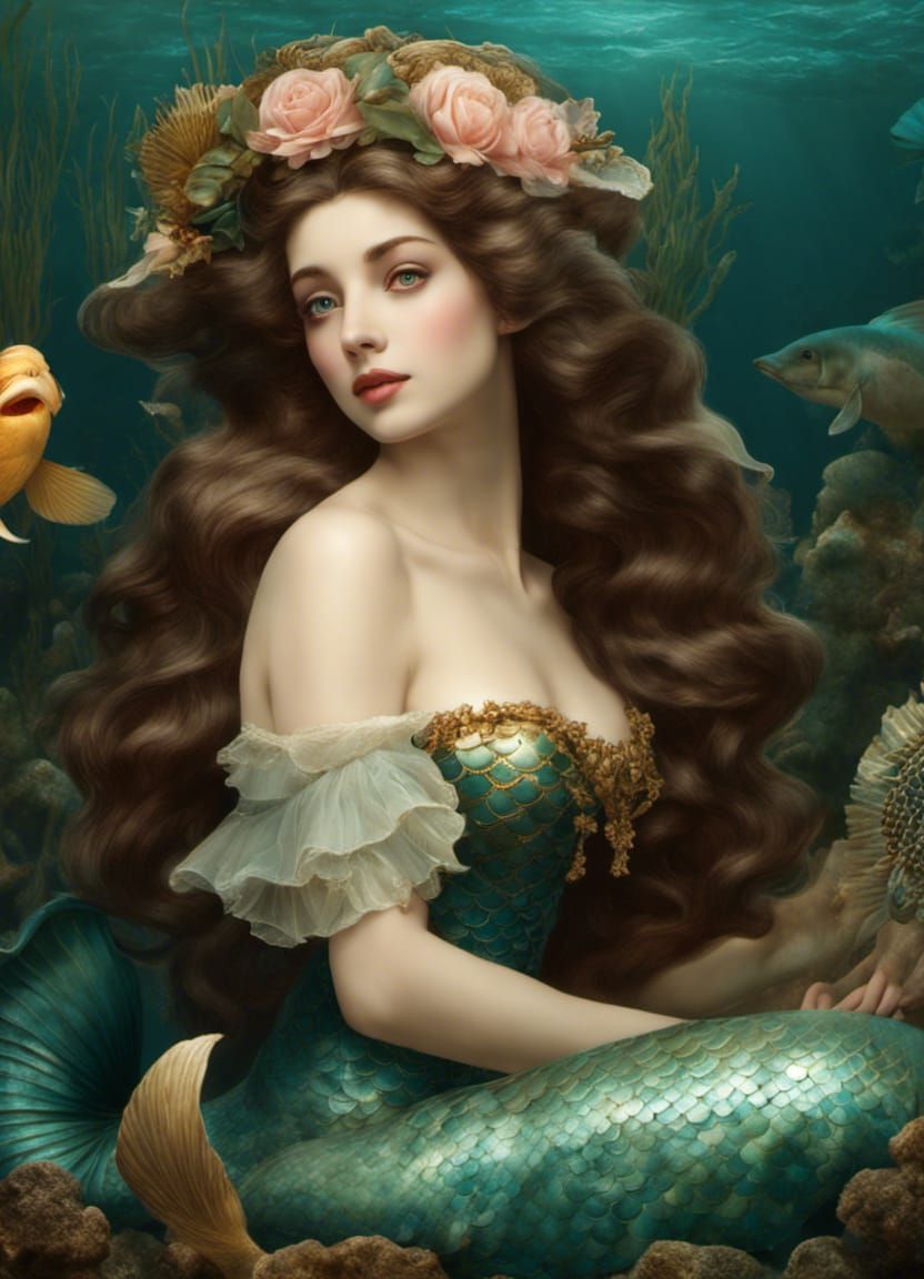 Beautiful young Victorian Mermaid