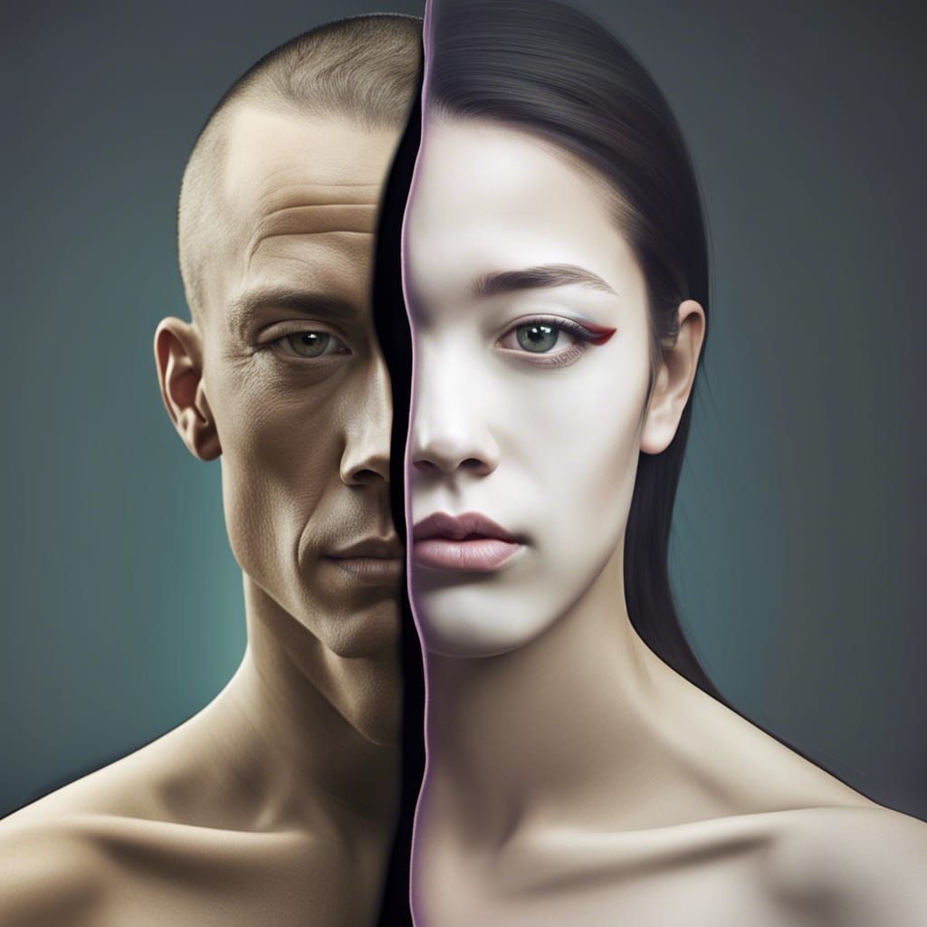 Half man/half woman AI Generated Artwork NightCafe Creator