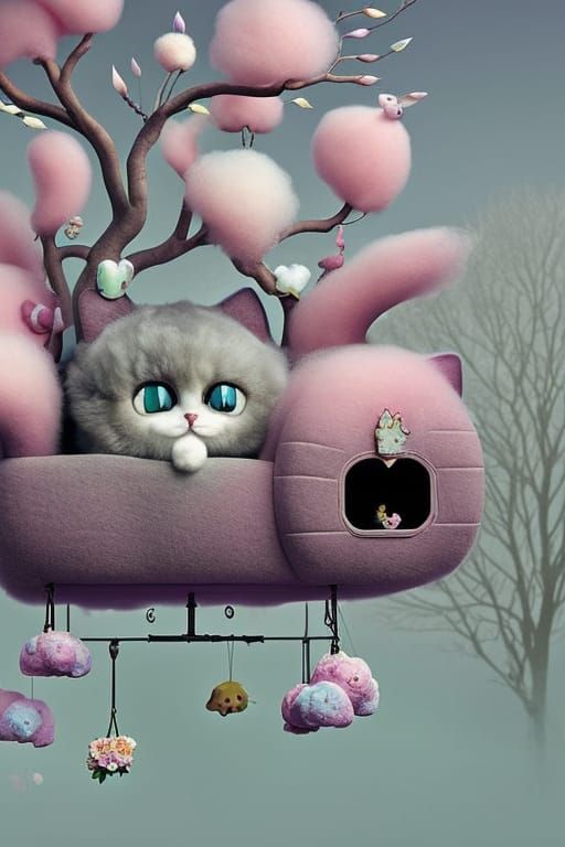 Floating cat mobile
