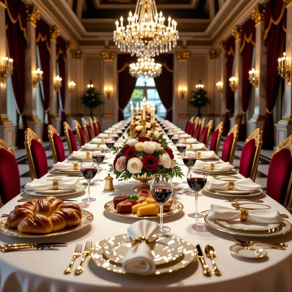 Luxurious Royal Dinner Table in Grand Hall