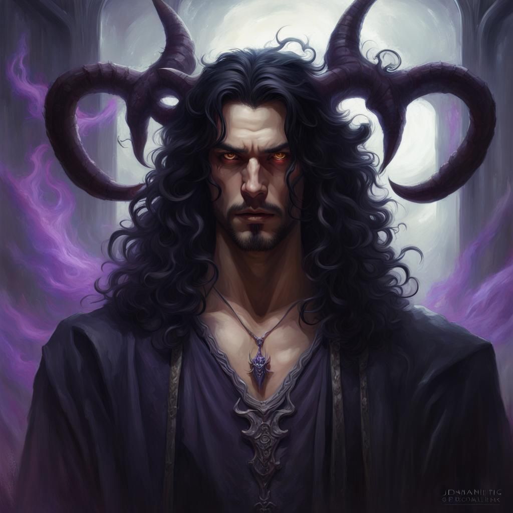 oil painting, gothic fantasy, handsome man long curly black hair, ghost ...