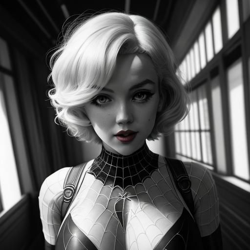 Marilyn Monroe as Spider-Gwen - AI Generated Artwork - NightCafe Creator