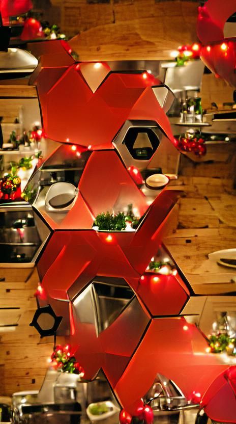 Hexagon kitchen at Christmas