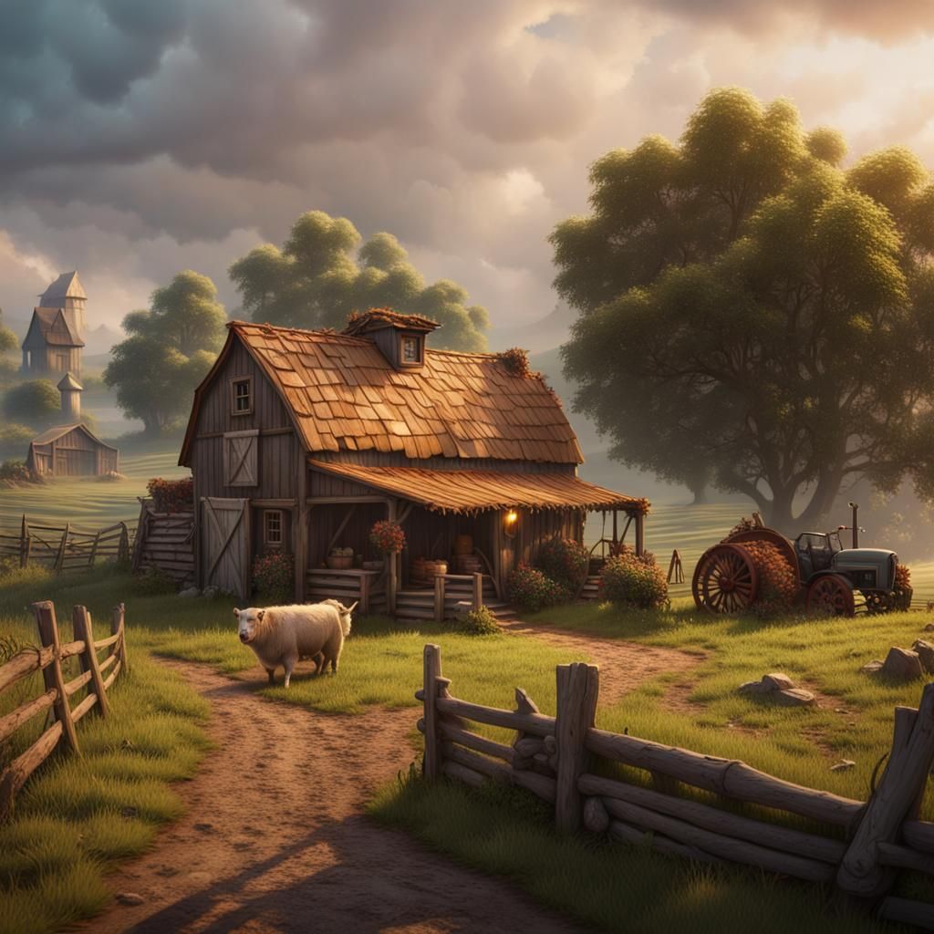 Embrace the serene simplicity of farm life and capture the e...