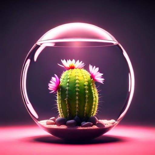 flowering cactus in a terrarium 3D Game Cinematic Feel, Epic 3D Videogame Graphics, Intricately Detailed, ...  by @Patsy 
