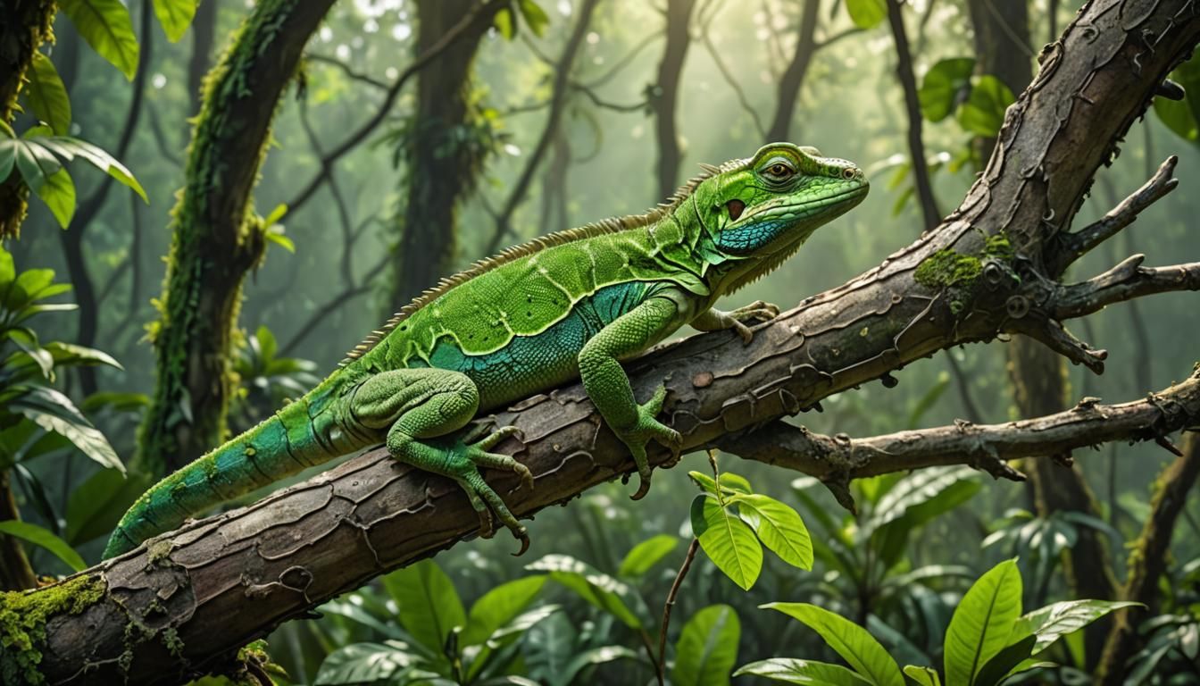 Lizard On Tree Limb  by @undefined