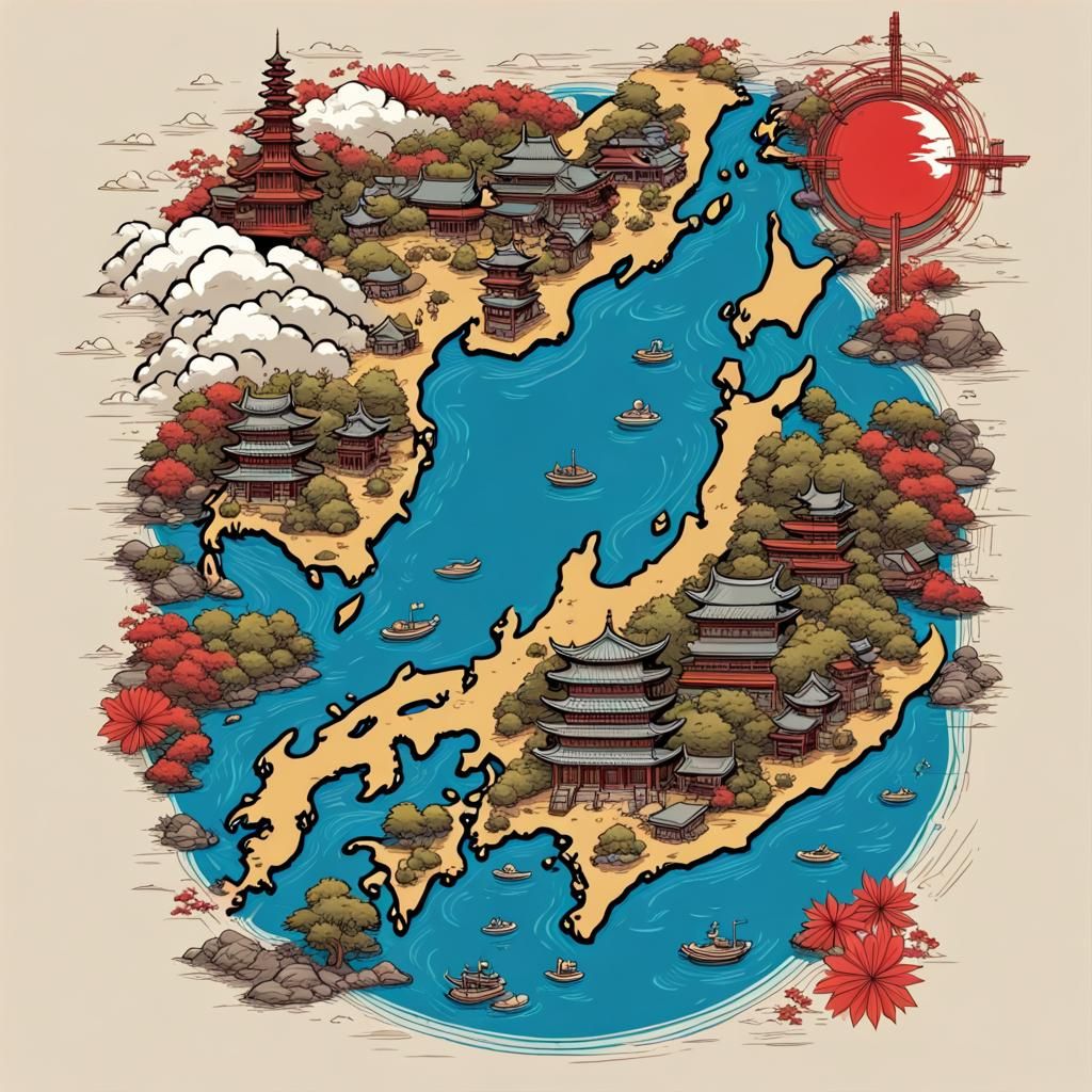 TSHIRT VECTOR 2D DESIGN : MAP JAPAN AND WATERMARK