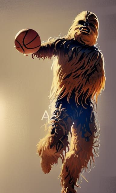 Wookie playing basketball