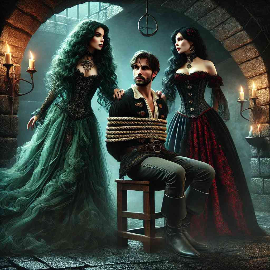 Witche and tied up pirate