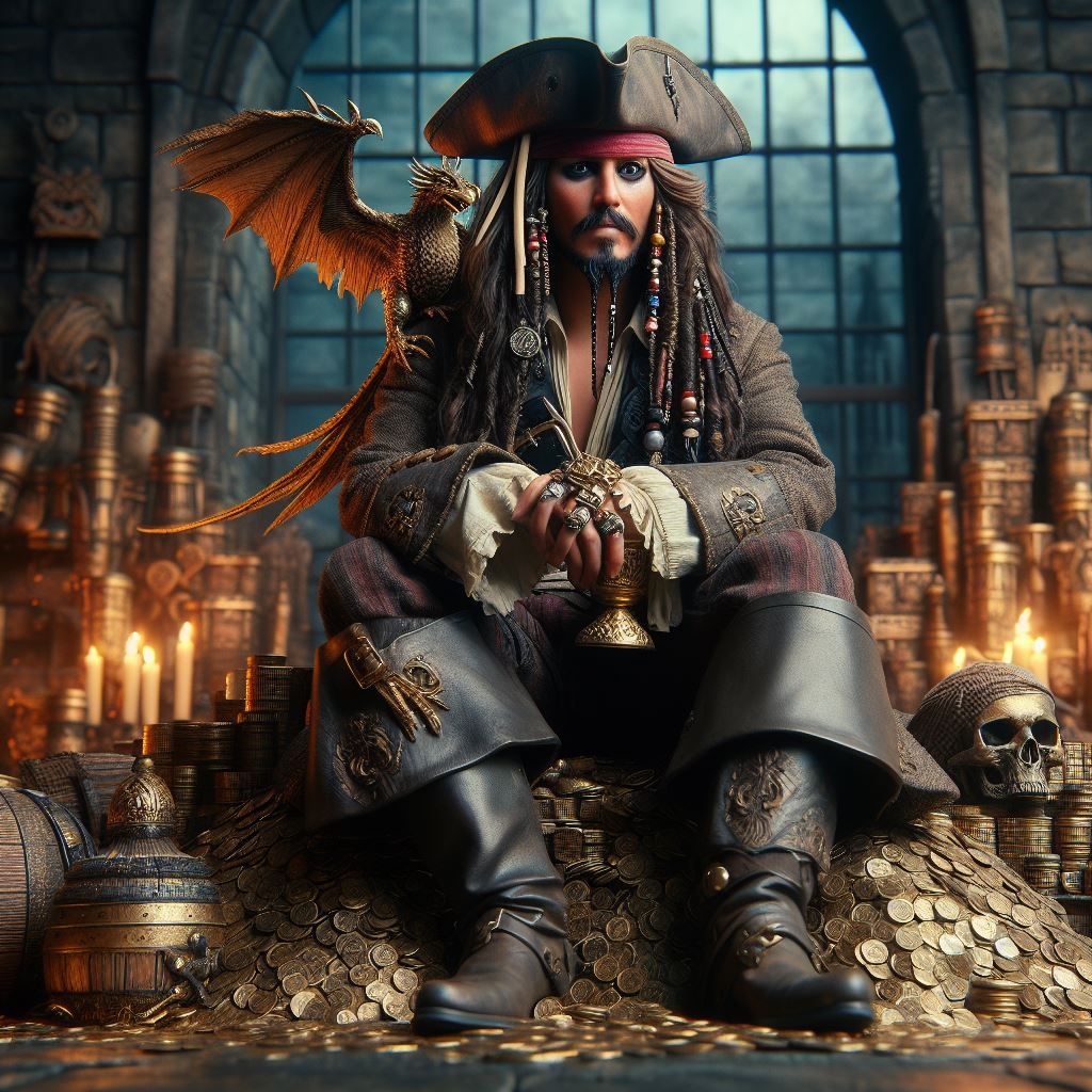 Captain Jack now has a parrot. Well, sort of. Oh, yes, and a lot of lovely gold.
